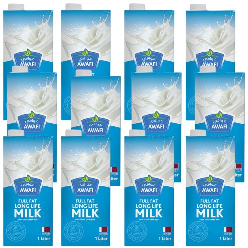 Awafi Long Life Full Fat Milk 12X1L