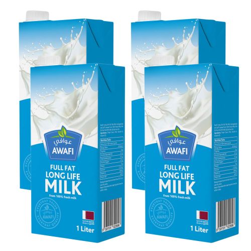 Awafi Long Life Full Fat Milk 4x1L